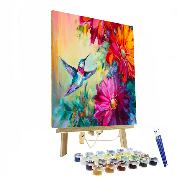 DIY Hummingbird and Flowers Paint By Numbers Painting Kit