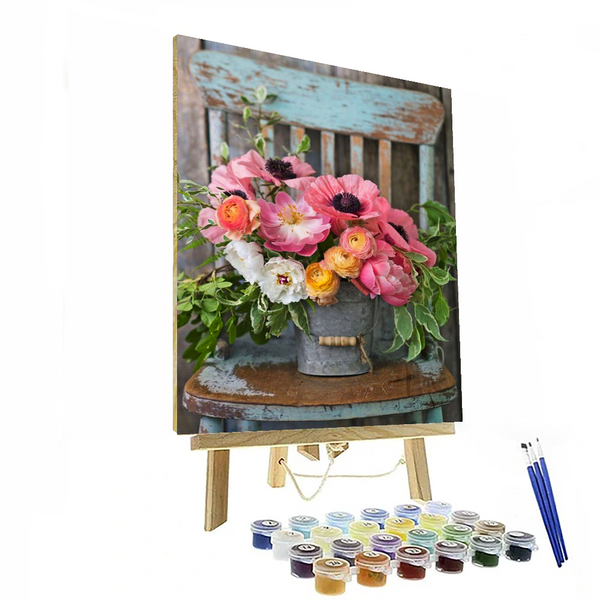 DIY Flowers On Chair Paint By Numbers Painting Kit