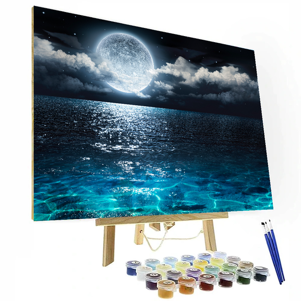 DIY Sea Rises Super Moon Paint By Numbers Painting Kit