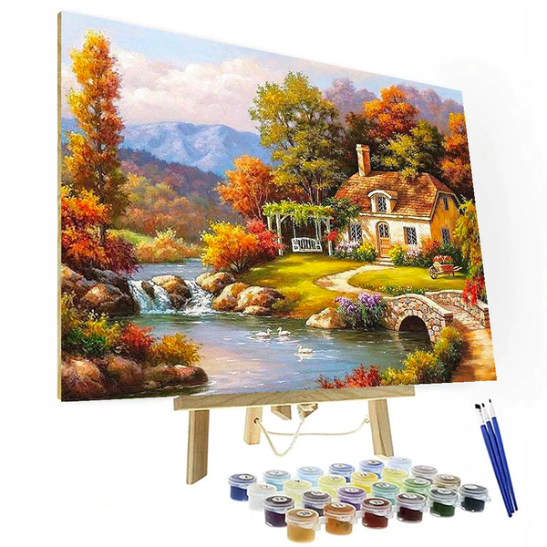 DIY Lakeside Town Paint By Numbers Painting Kit