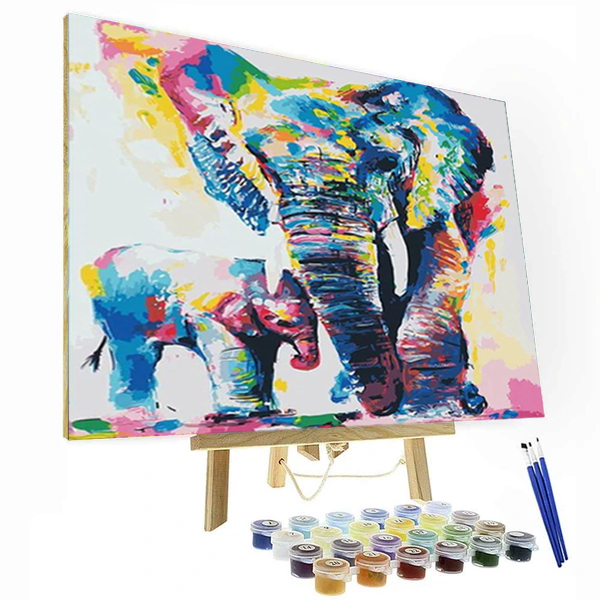 Elephant and Calf Paint By Number Painting Set