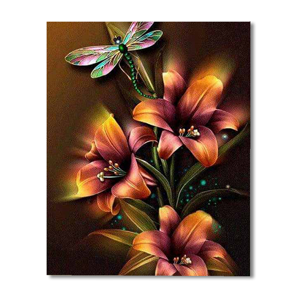 Dragon Fly And Floral Paint By Numbers Painting Kit