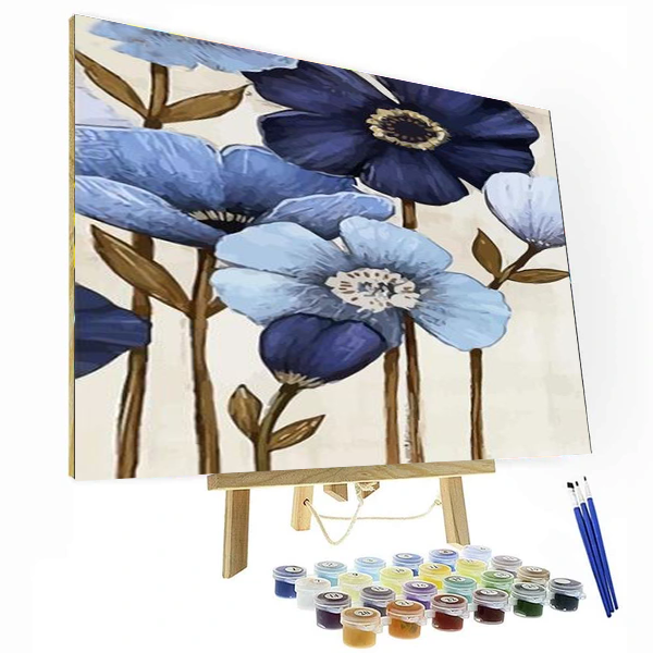 Blue Velvet Flowers Paint By Number Painting Set