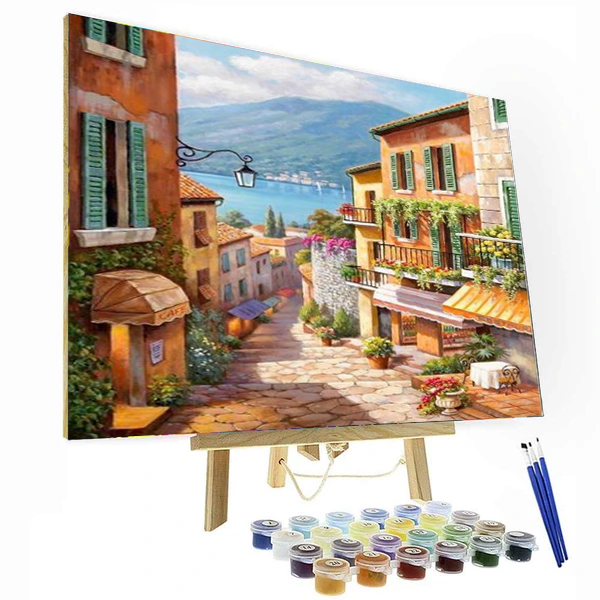 Village Streets Paint By Number Painting Set