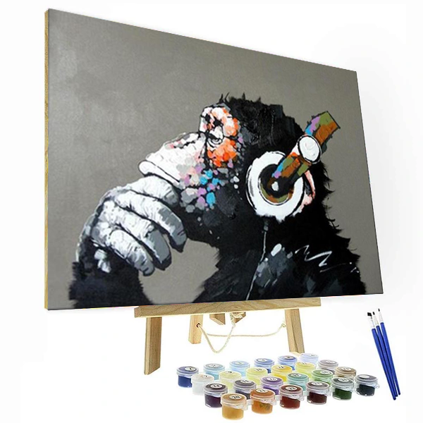 Monkey Listening To Music Paint By Number Painting Set