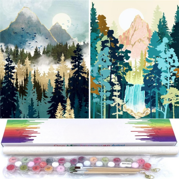 2 Pieces Mountainscape Paint By Numbers Kit