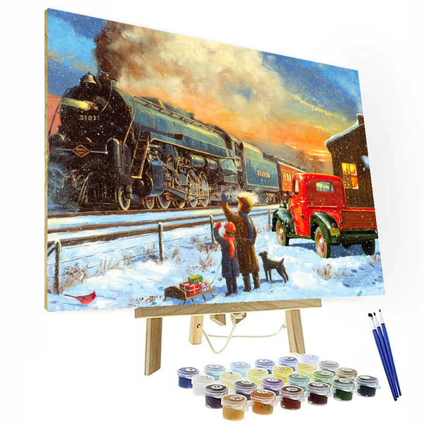 Christmas Vintage Train Paint By Numbers Painting Kit