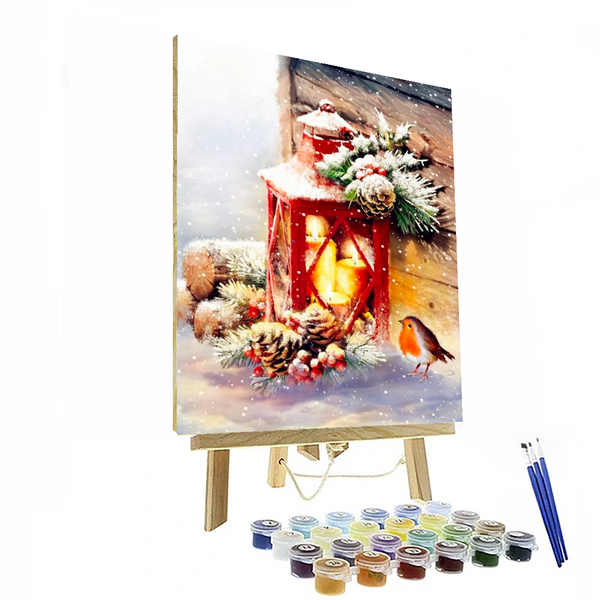 Christmas Red Lantern Paint By Numbers Painting Kit