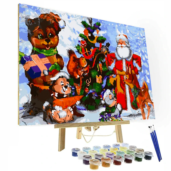 Christmas Celebrations Under The Tree Paint By Numbers Painting Kit