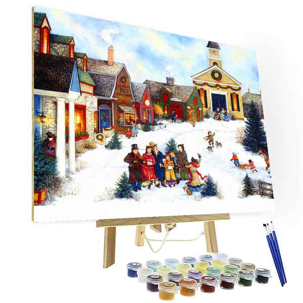 Christmas Village Paint By Numbers Painting Kit