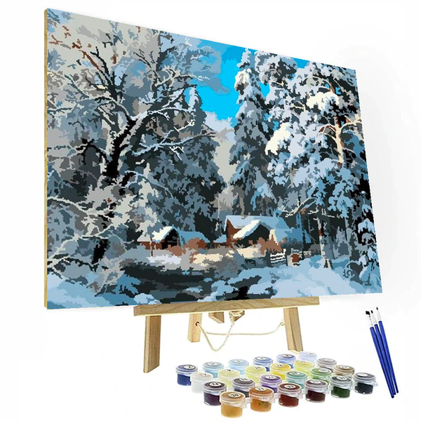 Christmas Snowy Pine Trees Paint By Numbers Painting Kit