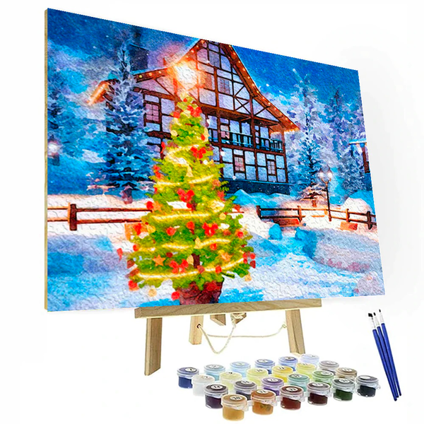 Christmas Tree In The Garden Paint By Numbers Painting Kit