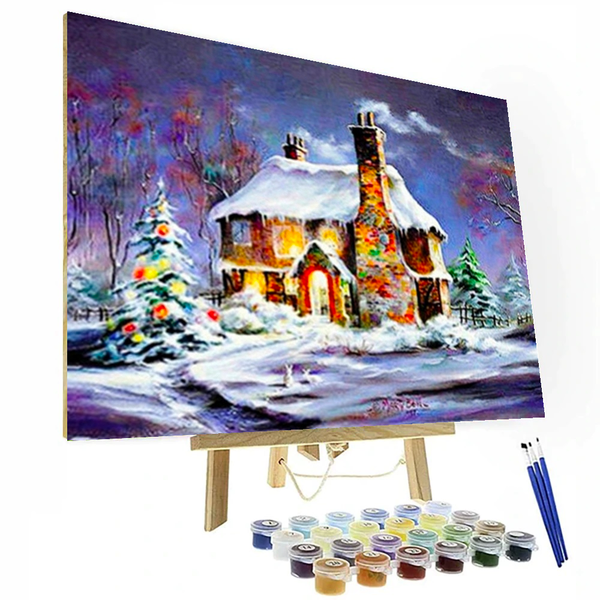 Christmas Cottage Paint By Numbers Painting Kit