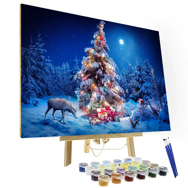 Christmas Eve In The Forest Paint By Numbers Painting Kit