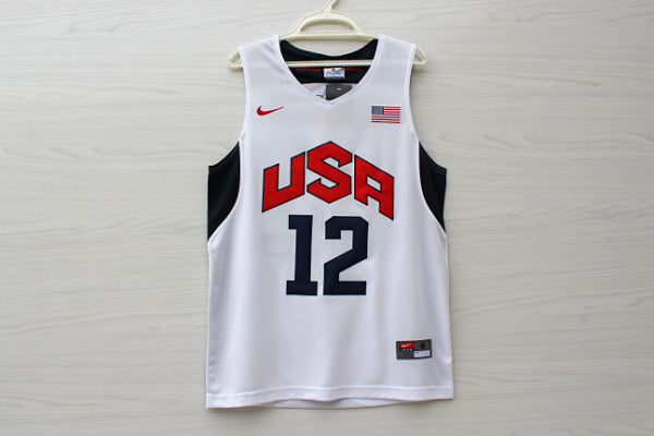 2012 American Dream Team Nr. 12 Harden Weißes besticktes Trikot 