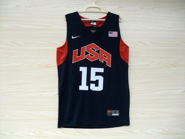 Maglia ricamata blu n. 15 Anthony dell'American Dream Team del 2012 