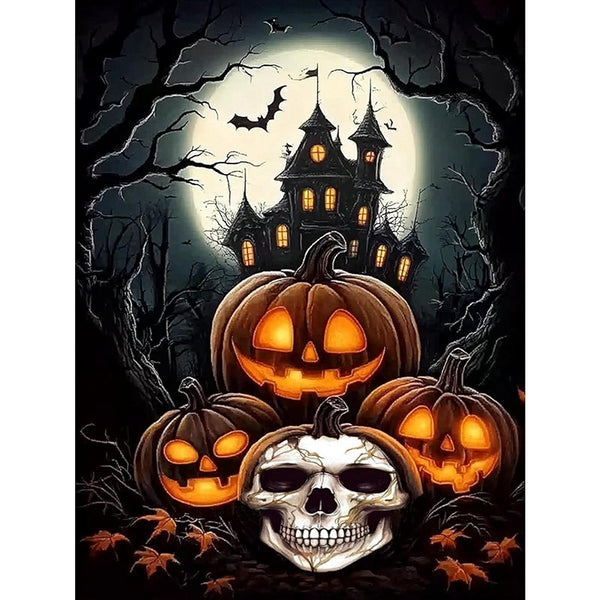 5D Halloween Diamant-Malset Horrorschloss-Kunst