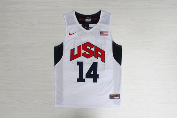 2012 American Dream Team Nr. 14 Davis weißes besticktes Trikot 