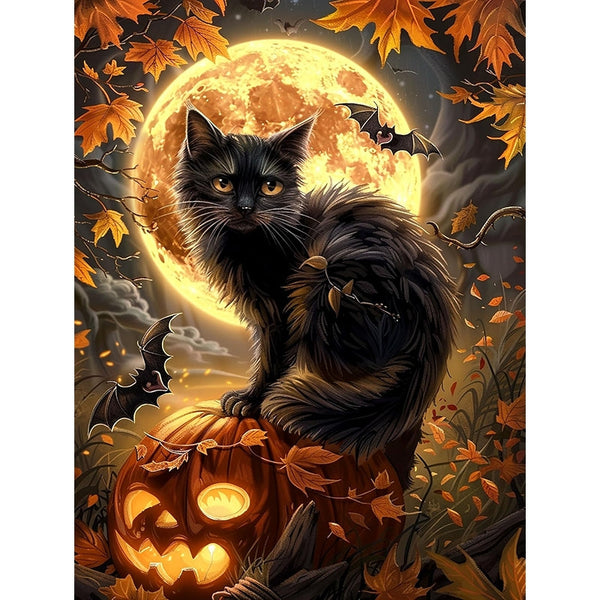 Diamond Art Kits For Halloween With Black Cat Design