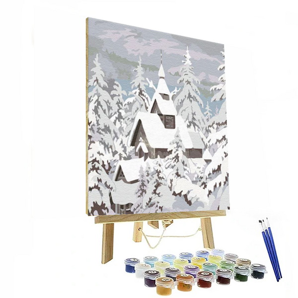 Church In Snow Paint By Numbers Painting Kit