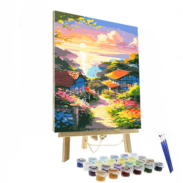 Scenic Lakeside Village Paint By Numbers Kit