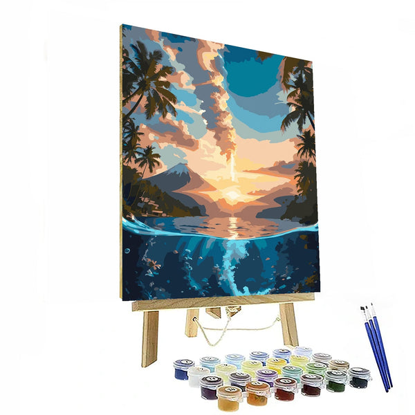 Tropical Sunset Mountains Paint By Number Kit