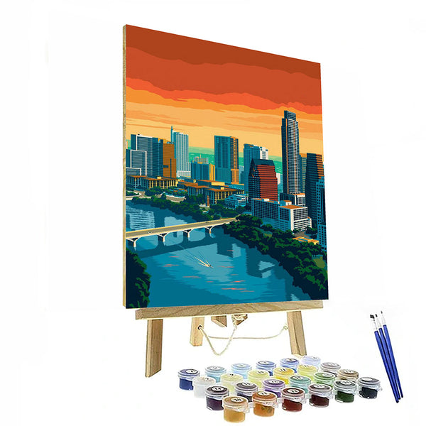 Austin Texas Bridge and Skyline Paint By Number Painting Set