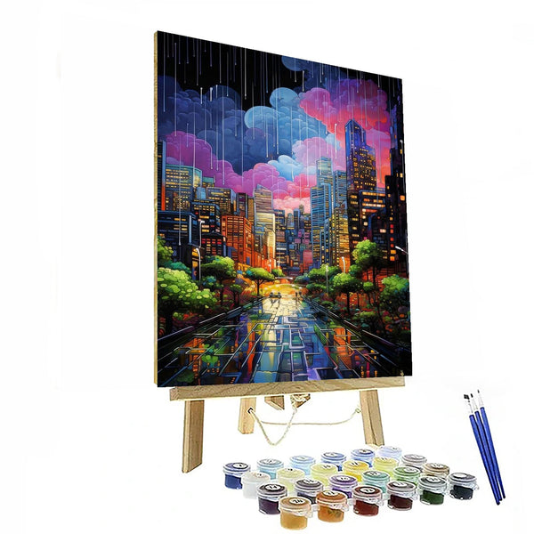 Urban Twilight Rainfall Paint By Numbers Kit