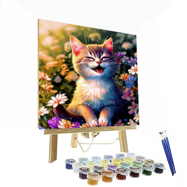 Whimsical Feline Among Florals Paint By Number Canvas Kit