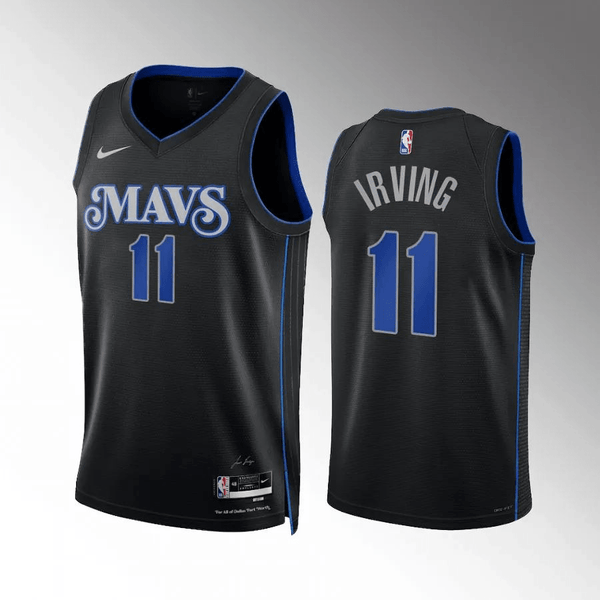 24 Nuova stagione Mavericks n. 11 Kyrie Irving City Edition Dark Blue Maglia stagione 2023-2024