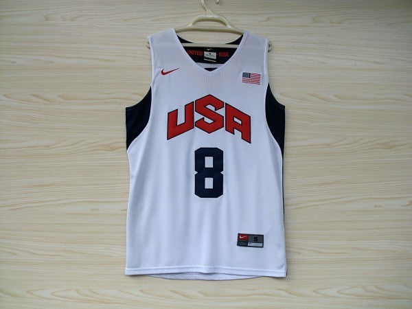 2012 American Dream Team Nr. 8 Deron Williams Weißes besticktes Trikot 