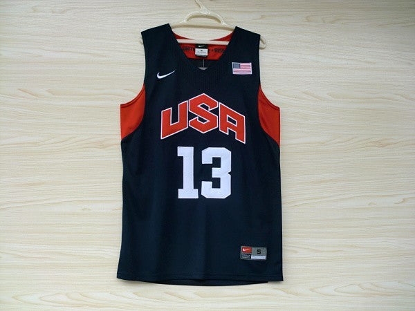 Maglia ricamata Paul Blue n. 13 della squadra americana del Dream Team del 2012 