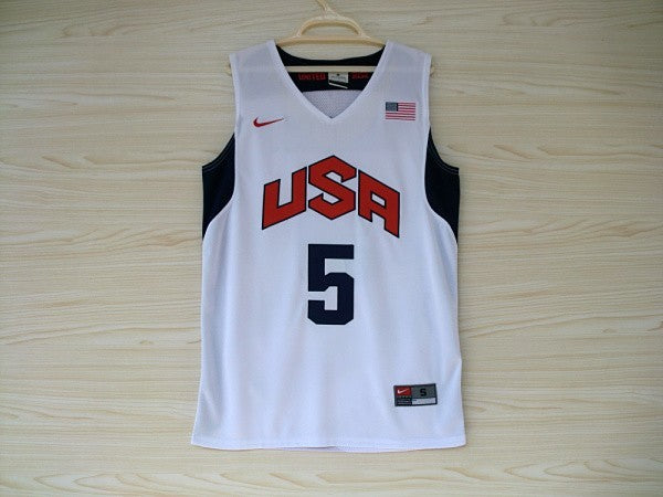 2012 American Dream Team No. 5 Durant White Embroidered Jersey