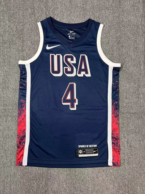 24 Olympische Spiele CURRY USA Team Dunkelblau Fan Edition 