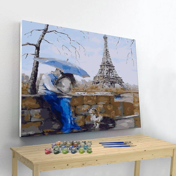 Blue Love in Paris Paint By Number Painting Set