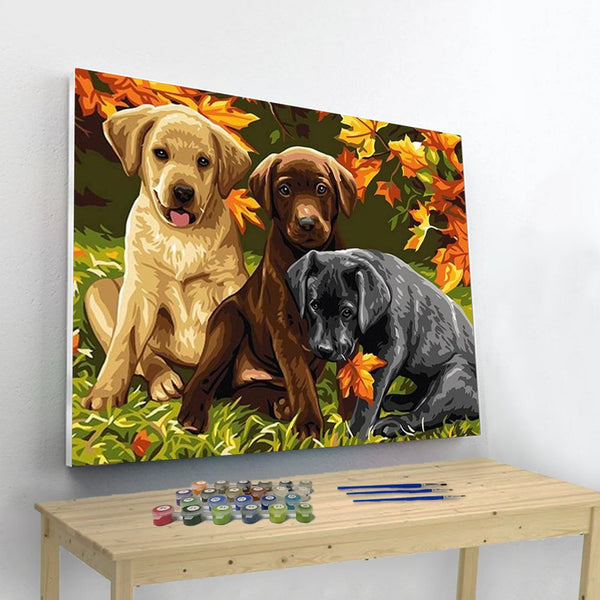 Three Little Puppies Paint By Number Painting Set