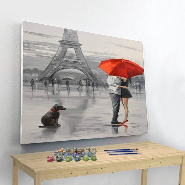 Red Love in Paris Paint By Number Painting Set