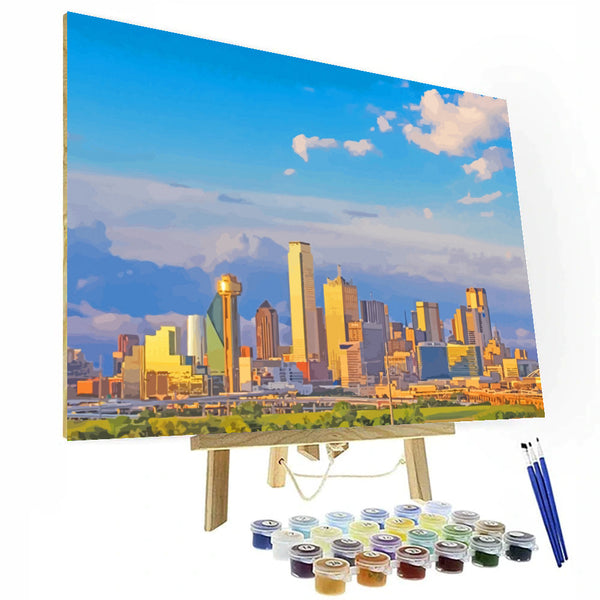 Dallas Texas Skyline Paint By Number Painting Set