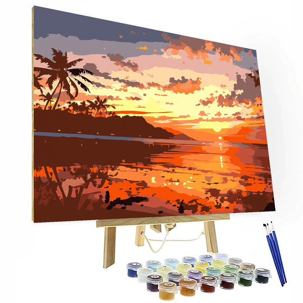 Malen-nach-Zahlen-Set „Tropical Twilight Reflection“