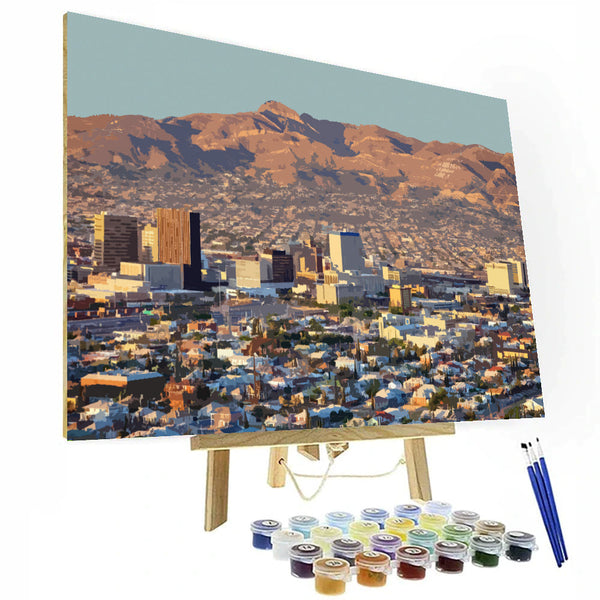 Malen-nach-Zahlen-Set „El Paso A – Skyline der Stadt Texas“