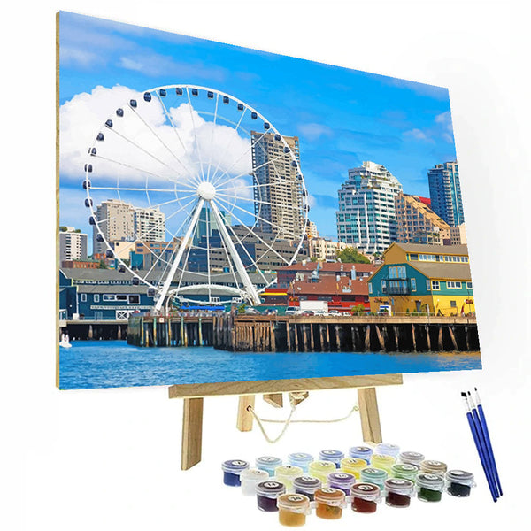 The Seattle Great Wheel Washington Paint By Number Painting Set