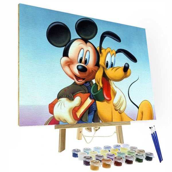 Mickey And Pluto Paint By Number Painting Set