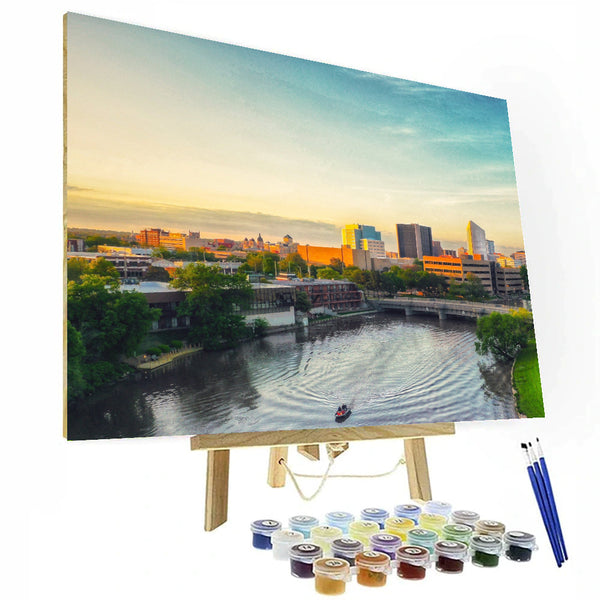 Wichita Kansas Lake Downtown Paint By Number Painting Set