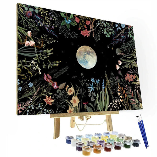 Malen-nach-Zahlen-Set „Botanica Moon“ auf Leinwand