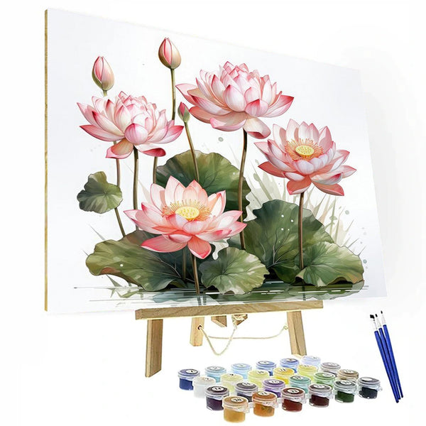 Malen-nach-Zahlen-Set „Blühender Lotus“