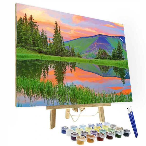 Denver Colorado Mountain And Lake Paint By Number Painting Set