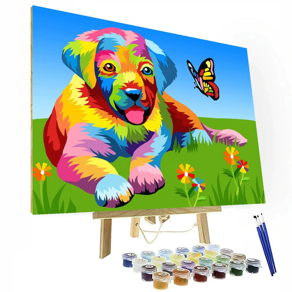 Malen-nach-Zahlen-Set „Vivid Canine Meadow“