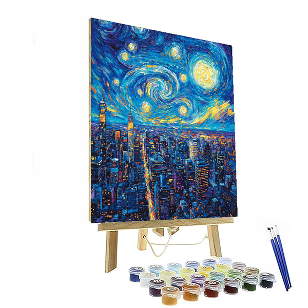 Vincent Van Gogh Inspired Starry Cityscape - DIY Painting By Numbers Kit