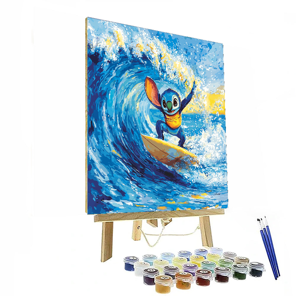 Stitch's Surfing Adventure Wall Accent - Disney Inspired DIY Painting By Numbers Kit