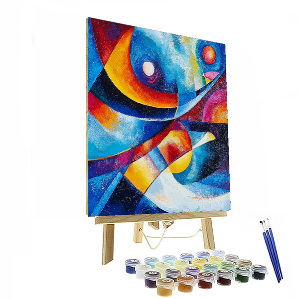 Rhapsodie in Blau, inspiriert von Wassily Kandinsky – Malen nach Zahlen-Set zum Selbermachen